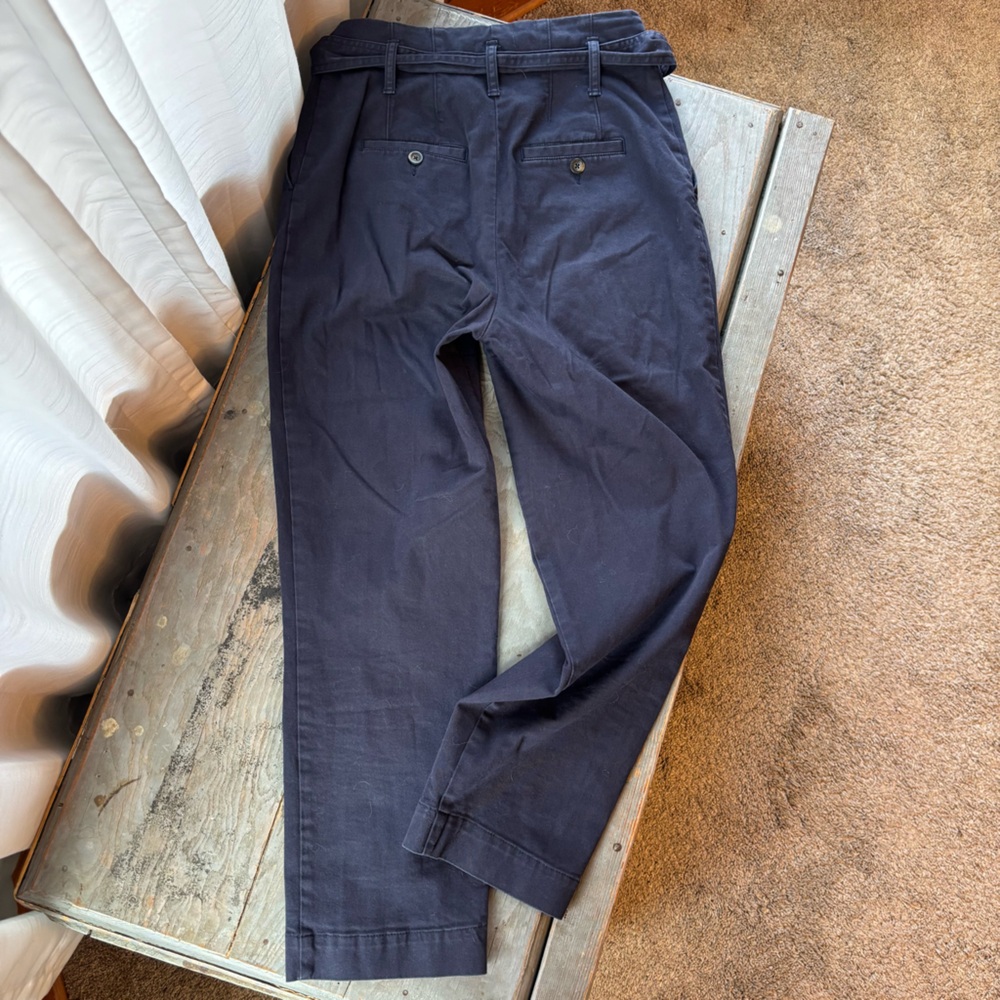 Boden Navy crop Tie-Waist Pants | size 4 - Picture 2 of 5